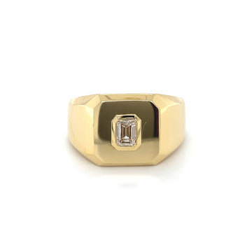 18kt Yellow Gold Emerald Cut Diamond Gents Couture Ring (0.55ct)