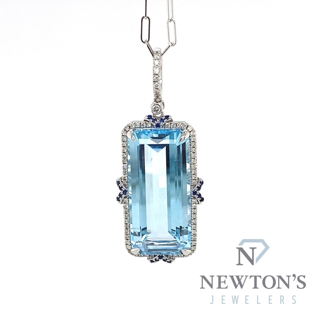 14kt White Gold Light Blue Topaz Pendant