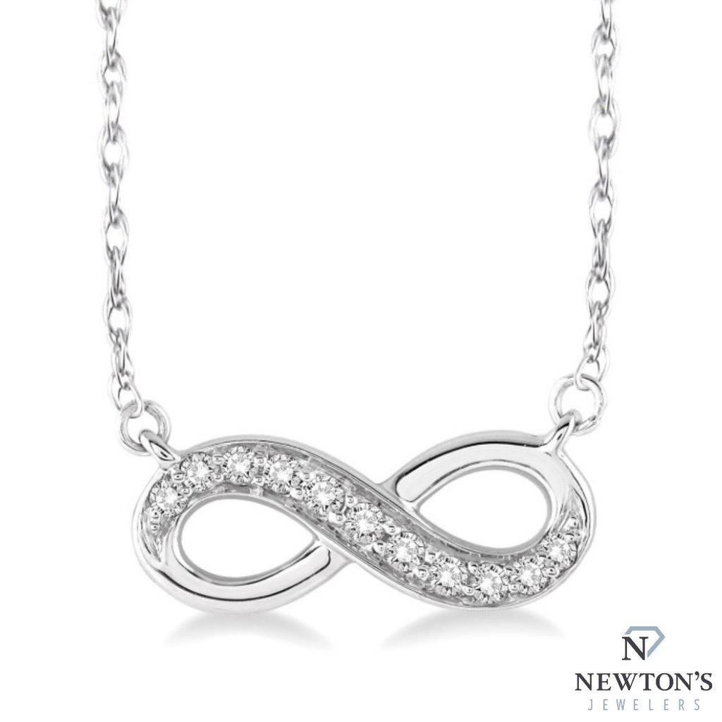 14kt White Gold Diamond Infinity Symbol Pendant Necklace (0.15ct)