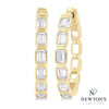 14kt Yellow Gold Emerald Cut Diamond Hoop Earrings
