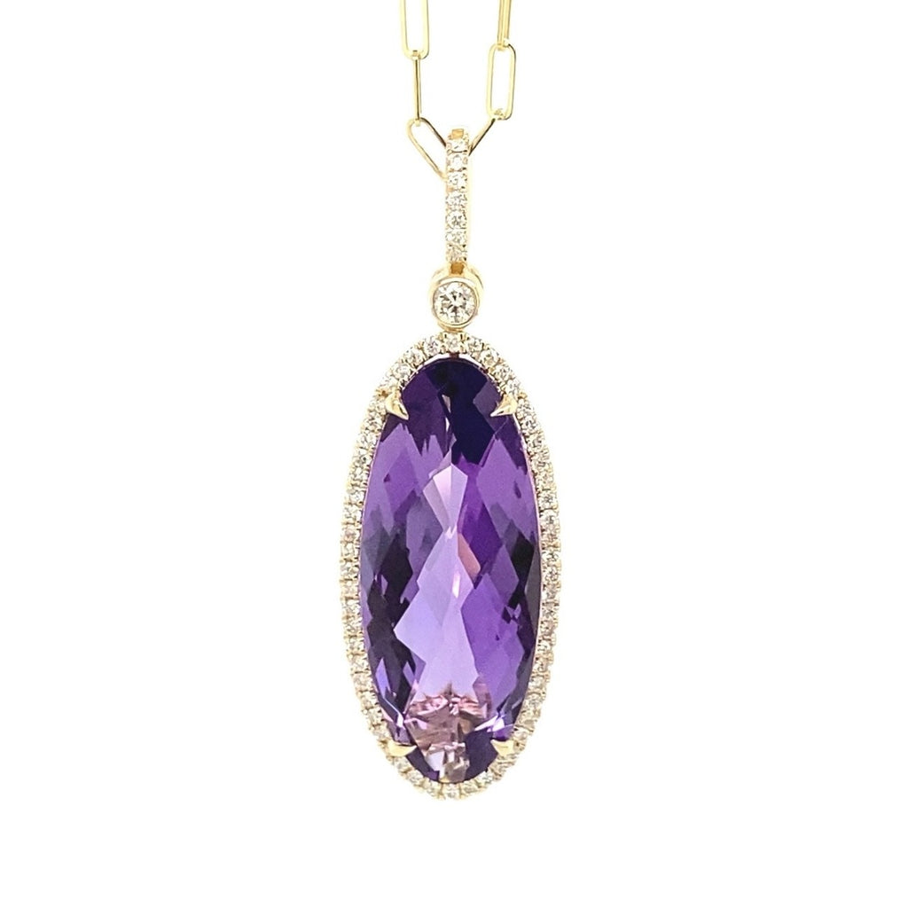 14kt Yellow Gold Oval Amethyst Pendant