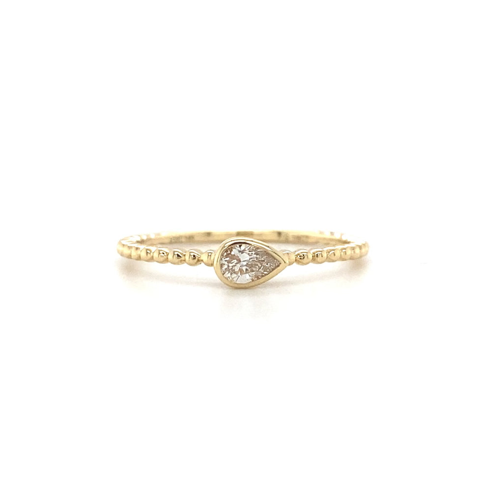 14kt Yellow Gold Diamond Beaded Stackable Ring (0.15ct)