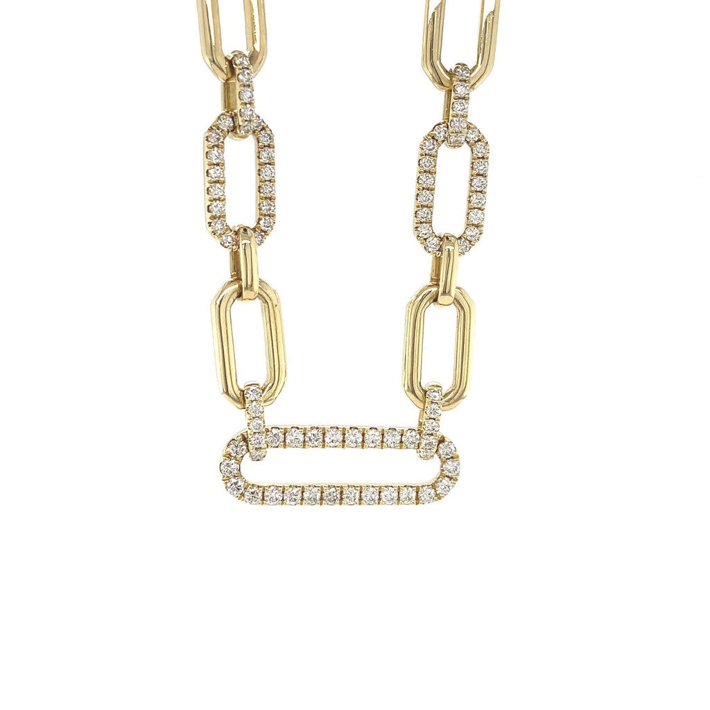 14kt Yellow Gold Diamond Solid Paperclip Necklace (2.00ct)