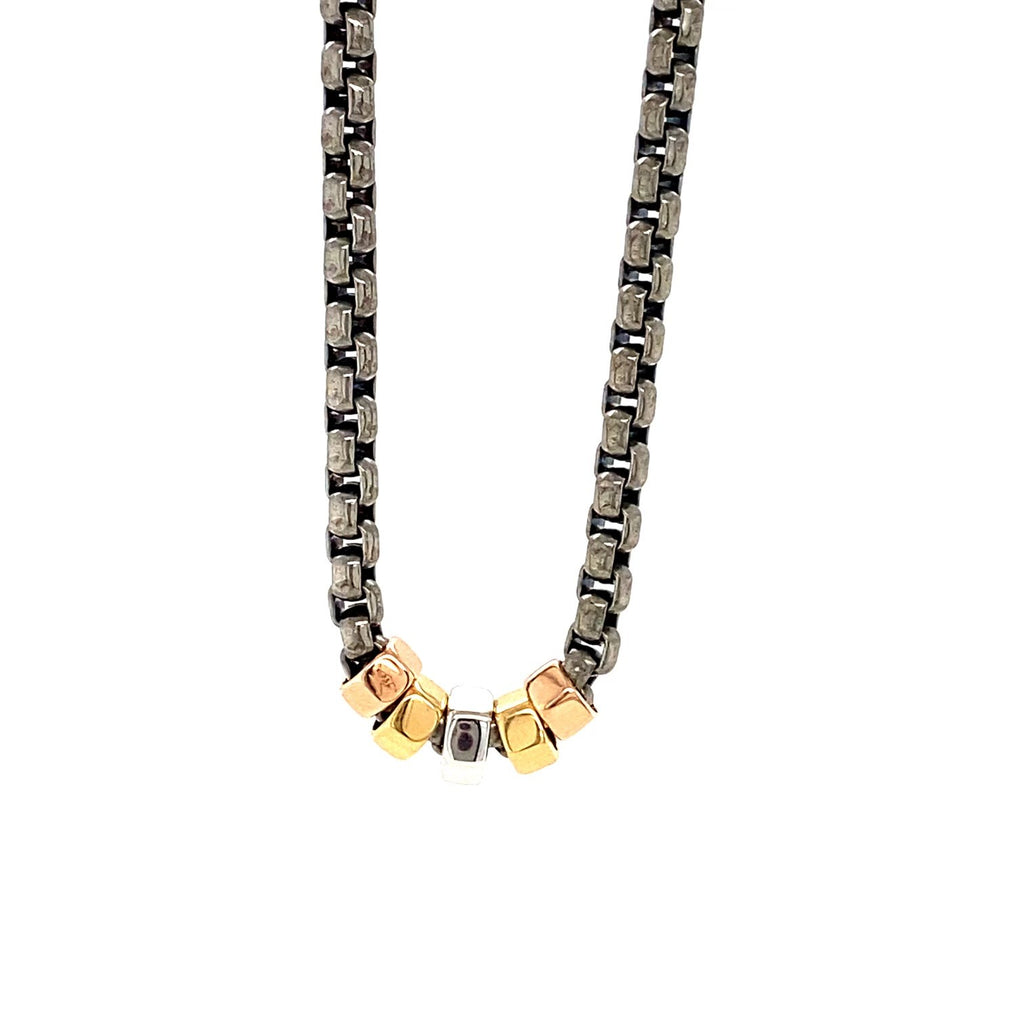 18kt Tri Color & Titanium Gent's Necklace (0.01ct)