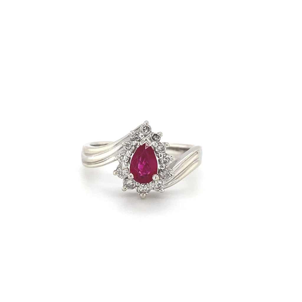 Estate 14kt White Gold Pear Shaped Ruby Fashion Ring (0.25ct)