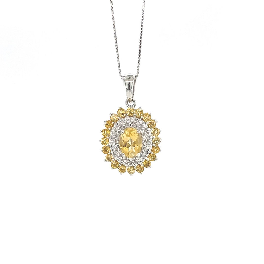 Estate 14kt White Gold Citrine "Sunshine" Pendant Necklace