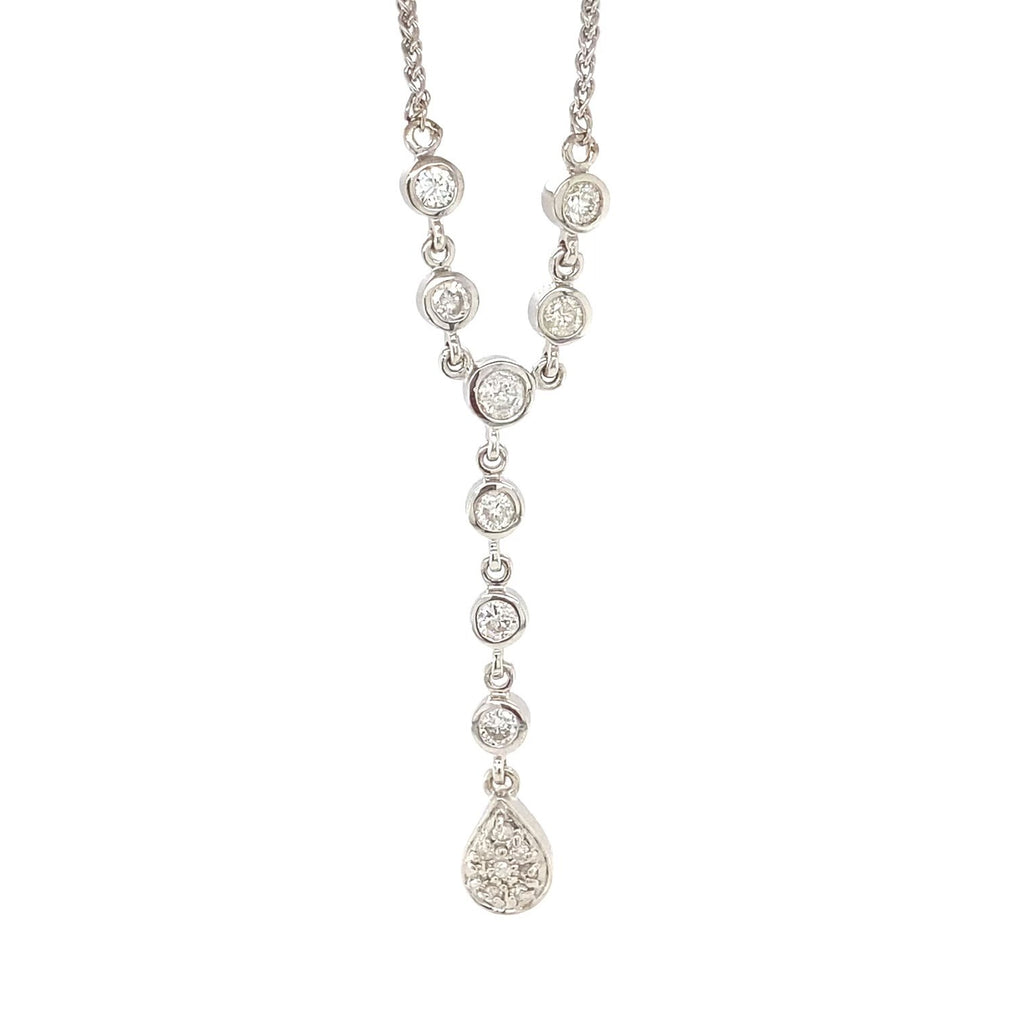 Estate 14kt White Gold Diamond Drop Down Necklace (1.00ct)