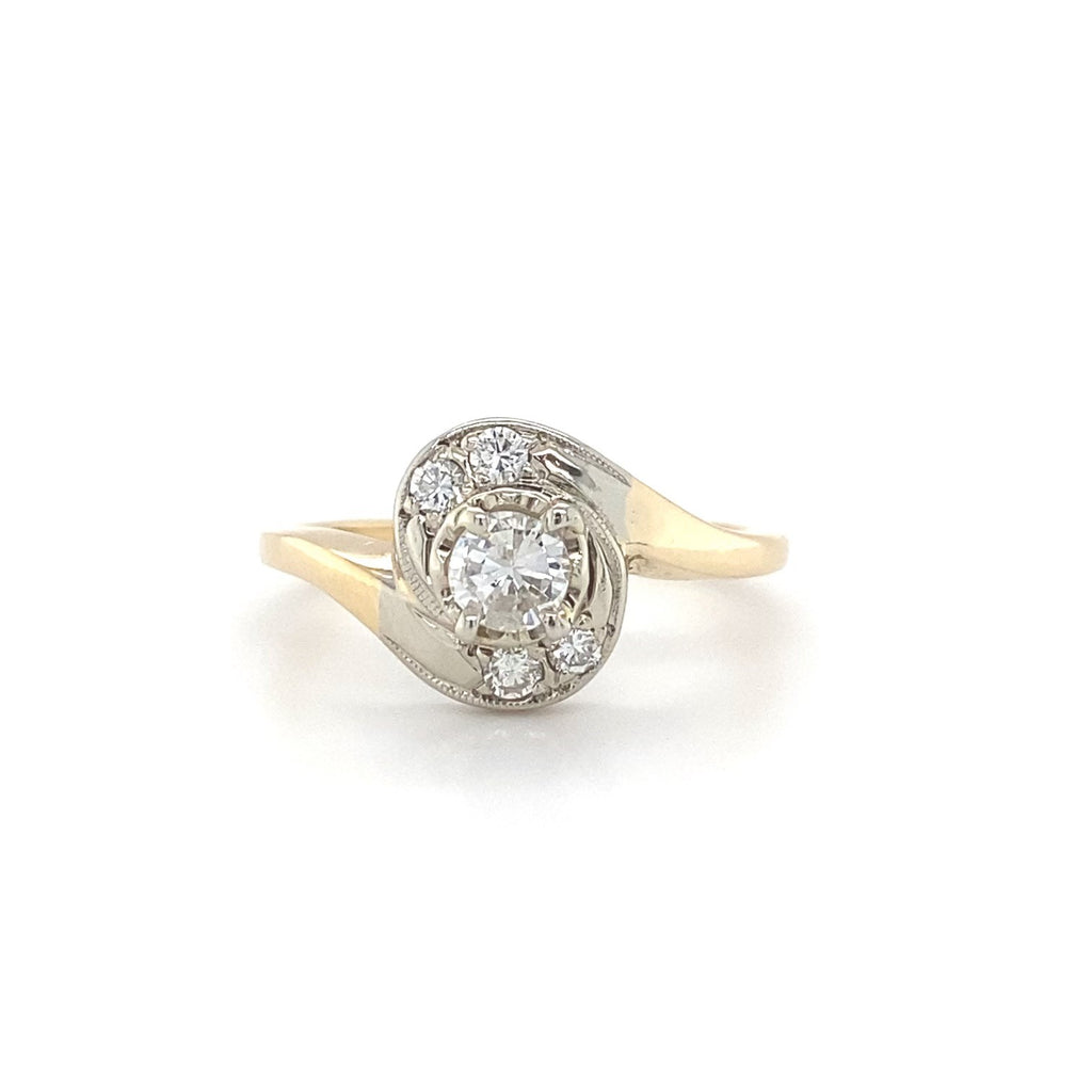 Estate 14kt Yellow & White Gold Diamond Swirl Fashion Ring (0.50ct Tw)