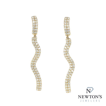 14kt Yellow Gold Diamond Wave Dangle Earrings (1.41ct)
