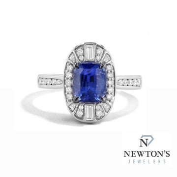 18kt White Gold Art Deco Sapphire Couture Fashion Ring (2.12ct)