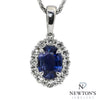 14kt White Gold Oval Sapphire & Diamond Pendant (Pendant only)