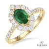 14kt Yellow Gold Oval Emerald & Diamond Fashion Ring