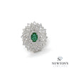 18kt White Gold Emerald & Diamond 'Starburst' Halo Fashion Ring (2.81ct TW)