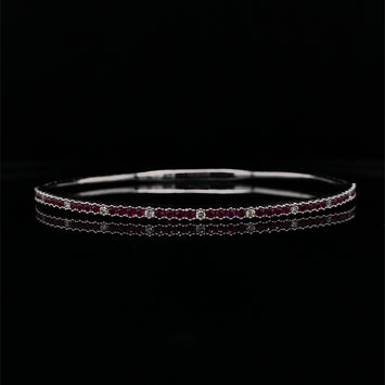 14kt White Gold Ruby & Diamond Flex Bangle Bracelet