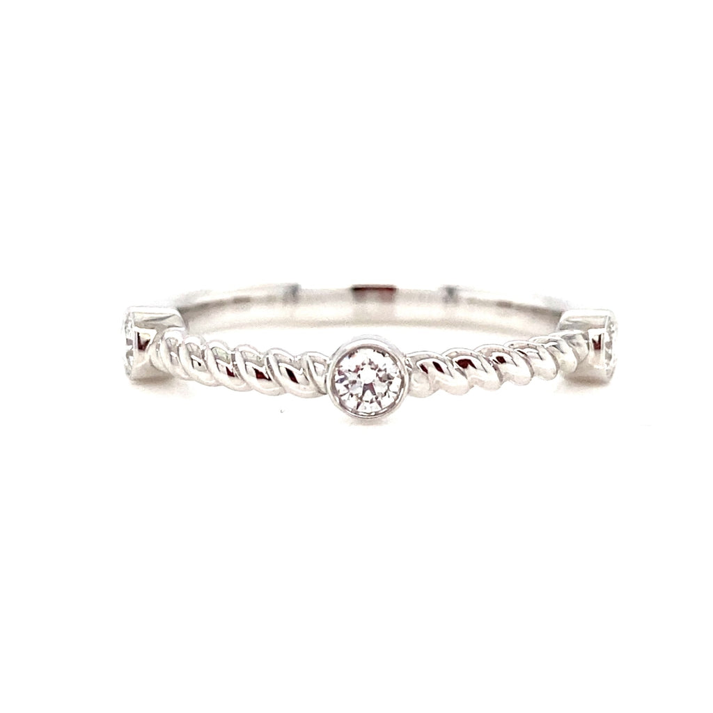 14kt White Gold Diamond Twist Stackable Band