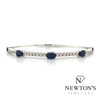 14kt White Gold Oval Sapphire & Diamond Flex Bangle Bracelet