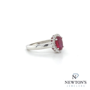 18kt White Gold Oval Ruby & Diamond Fashion Ring (1.38ctr)
