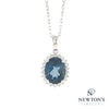 Estate 14kt White Gold Blue Zircon & Diamond Pendant Necklace