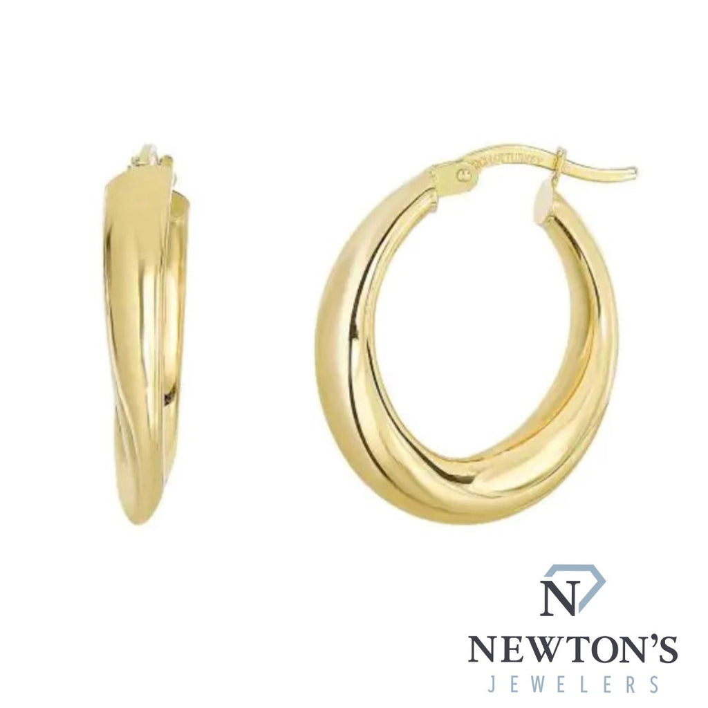 14kt Yellow Gold Oval Hoop Earrings