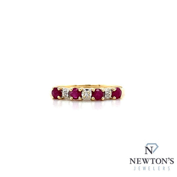 Estate 10kt Yellow Gold Ruby and Diamond Band