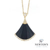 14kt Yellow Gold Black Onyx & Diamond Pendant Necklace
