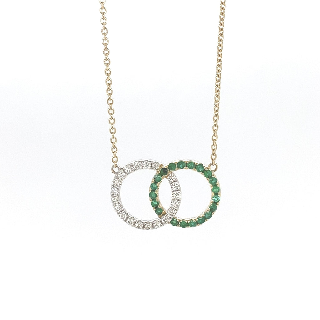 14kt Two Tone Emerald and Diamond Necklace