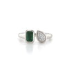 Platinum Diamond and Emerald Bypass Fashion Ring