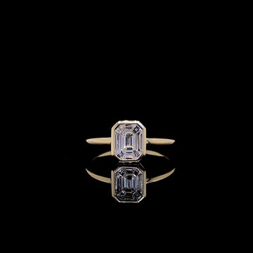 18kt Yellow Gold Emerald Cut Illusion Ring