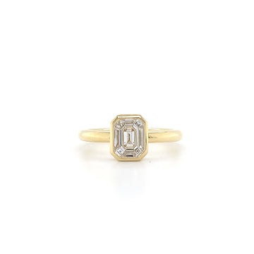 18kt Yellow Gold Emerald Cut Illusion Ring