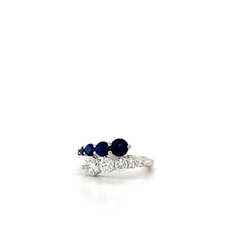 18kt White Gold Graduated Diamond and Sapphire Ring