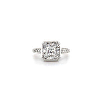 Estate 14kt White Gold 0.31 Center Princess Cut Engagement Ring