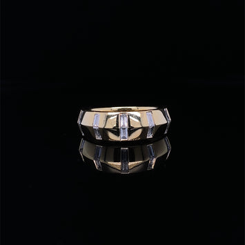 18kt Yellow Gold Diamond Knife Edge Ring