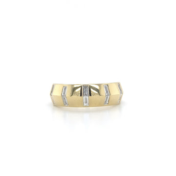 18kt Yellow Gold Diamond Knife Edge Ring