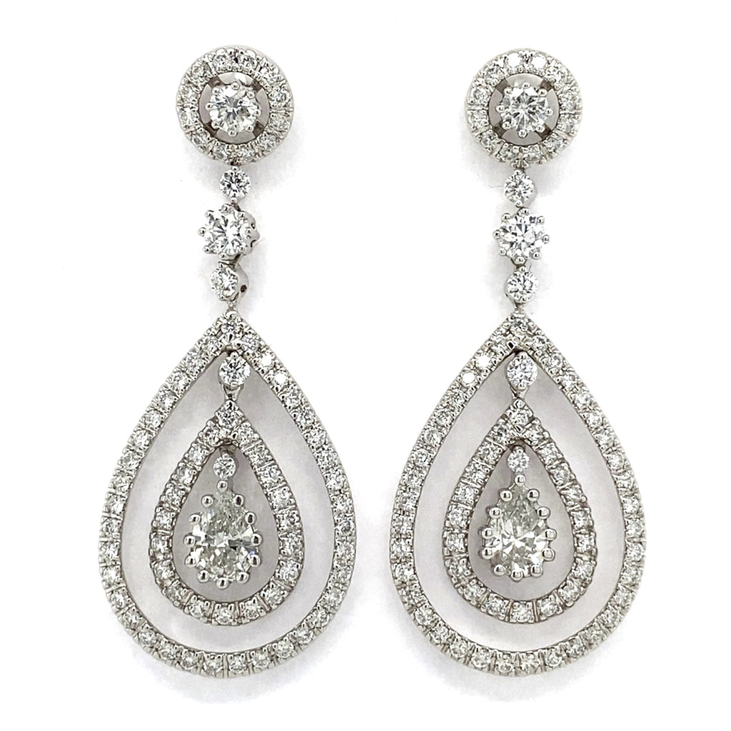14kt White Gold Dangle Diamond Earrings