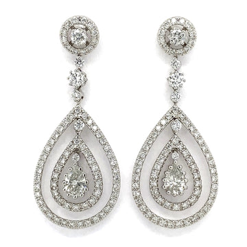 14kt White Gold Dangle Diamond Earrings