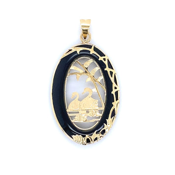 Estate 14kt Yellow Gold Black Onyx Pendant