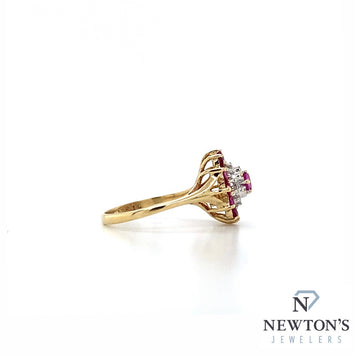 Estate 10kt Yellow Gold Ruby and Diamond Ring