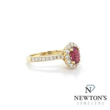 14kt Yellow Gold Red Spinel & Diamond Fashion Ring (0.73ctr)