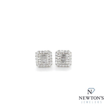 14kt White Gold Diamond Square Stud Earrings (0.50ct)