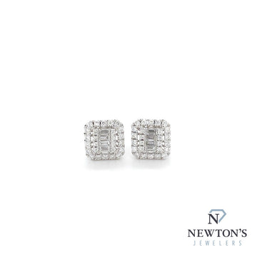 14kt White Gold Diamond Square Stud Earrings (0.50ct)