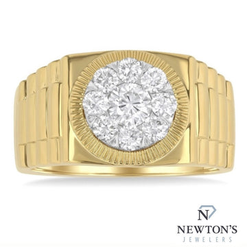 10kt Yellow Gold Gent's Watch Style Diamond Ring (1.00ct)