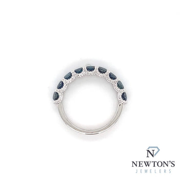 14kt White Gold Irradiated Blue & White Diamond Stackable Band (2.18ct)