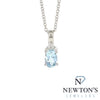 14kt White Gold Aquamarine & Diamond Pendant Necklace