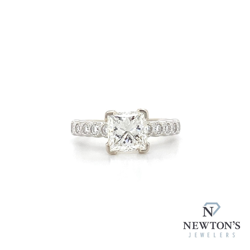14kt White Gold Princess Cut Diamond Engagement Ring (1.70ct)