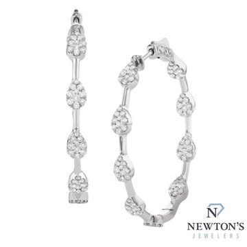 18kt White Gold Couture Diamond Illusion Hoop Earrings (1.80ct)