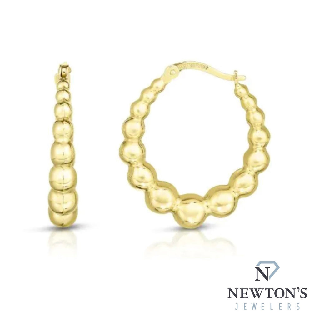 14kt Yellow Gold Beaded Hoop Earrings