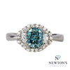 14kt White Gold Cushion Blue Diamond Fashion Ring