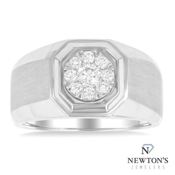 10kt White Gold Diamond Gentleman's Illusion Ring (0.50ct)