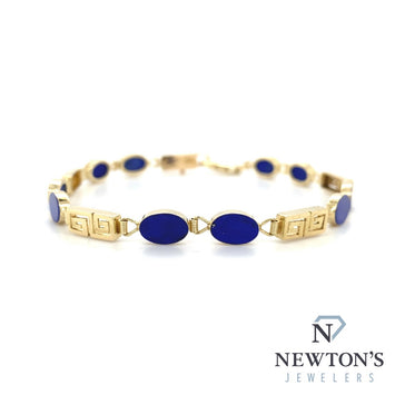Estate 14kt Yellow Gold Blue Lapis Bracelet