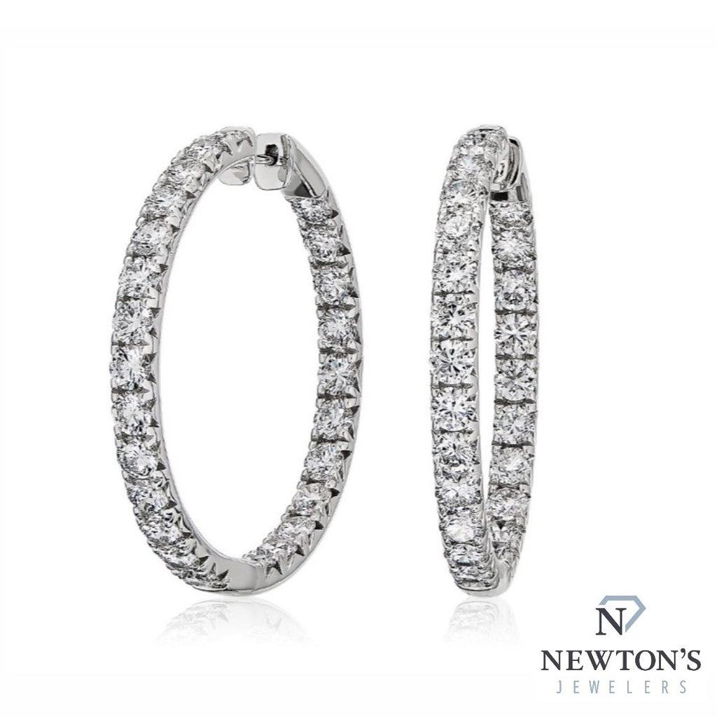 14kt White Gold Diamond Inside Out Hoop Earrings (1.02ct TW)